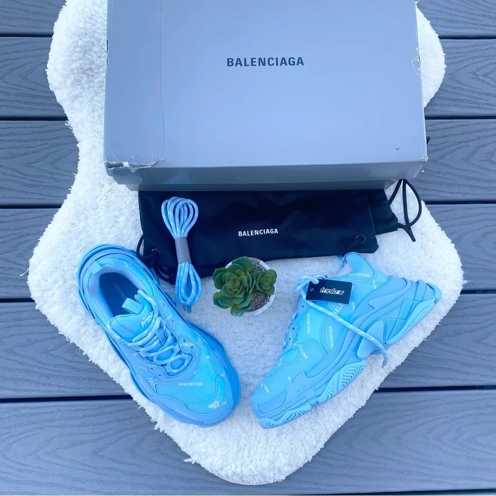 Balenciaga Triple S Logo Sneakers - Picture 1 of 5